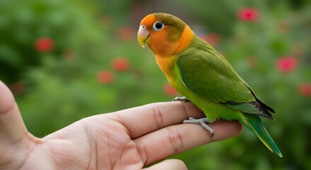 Lovebird Perched on a Hand