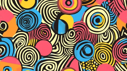 Memphis geometric seamless pattern with multicolor abstract background