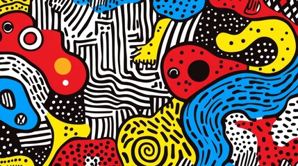 Memphis geometric seamless pattern with multicolor abstract background