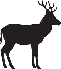 Père David's Deer Side View Silhouette Vector