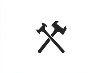 Minimal hammer and wrench icon logo in clean line style, simple black outline on white background.