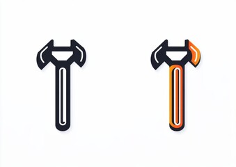 Minimal hammer and wrench icon logo in clean line style, simple black outline on white background.