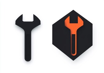 Minimal hammer and wrench icon logo in clean line style, simple black outline on white background.