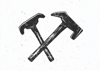 Minimal hammer and wrench icon logo in clean line style, simple black outline on white background.