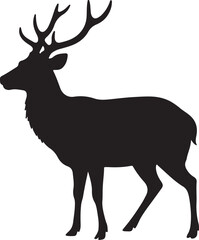 Philippine Deer Side View Silhouette Vector