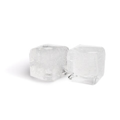 Frozen ice cubes on white background