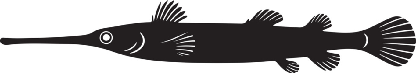 Pipefish Side View Silhouette Vector