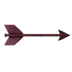 Bold Arrow with Robust Structure in Rich Burgundy Isolated on Transparent Background