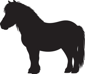 Pony Side View Silhouette Vector