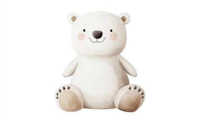 Obraz premium Friendly polar bear doll watercolor. AI generated illustration.