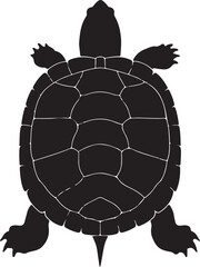 Red-Eared Slider Top View Silhouette Vector