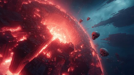 Dramatic Digital Battlefield with Fortress Landscape