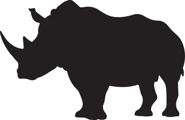 Rhinoceros Side View Silhouette Vector