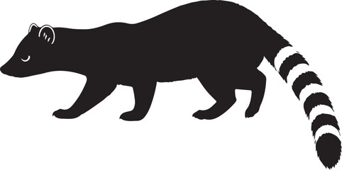Ringtail Side View Silhouette Vector