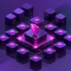 Isometric Illustration of Data Protection Scene