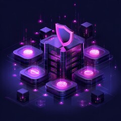 Isometric Illustration of Data Protection in Technology