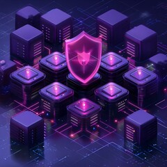 Isometric Scene Illustrating Data Protection Technology