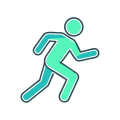 Running figure, teal and green, for website design