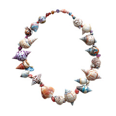 Artistic Bohemian Shell Necklace with a Freeform Ar Isolated on Transparent Background