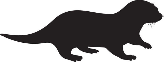 Smooth-coated Otter Side View Silhouette Vector