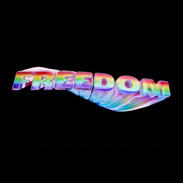 Animated 3D Typography &ldquo;FREEDOM&rdquo; on Transparent Background, Looping