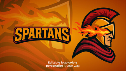 Flaming Eyes Spartan Mascot Logo Vector – Legendary Greek Warrior with Fire Gaze for Esport Team, Fantasy Gaming Logo, Streamer Brand or Mythical Battle Identity
