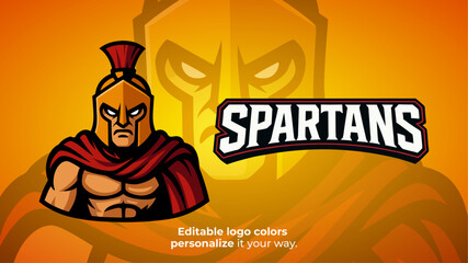 Front Spartan Warrior Mascot Logo Vector – Fierce Greek Fighter with Helmet and Red Cape for Esport Team, Gaming Logo, Streamer Brand or Competitive Battle Identity
