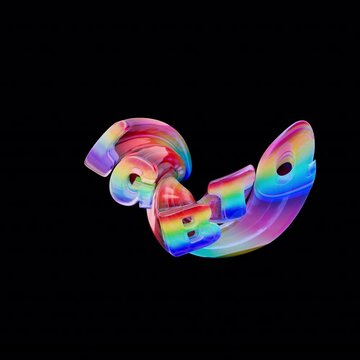 Animated 3D Typography &ldquo;LGBTQ&rdquo; on Transparent Background, Looping
