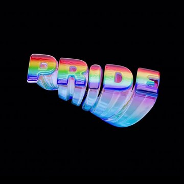 Animated 3D Typography &ldquo;PRIDE&rdquo; on Transparent Background, Looping