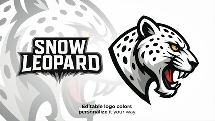 Snow Leopard Side Head Mascot Logo Vector – Wild Cat Esport Emblem for Gaming Team, Twitch Streamer, Sports Branding or Custom Merchandise
