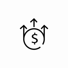 rising dollar icon sign vector