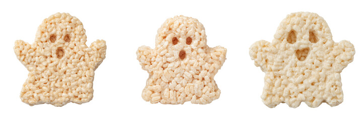 Fototapeta premium Cute Ghost-Shaped Snacks for Festive Halloween Celebrations Isolated on a Transparent Background
