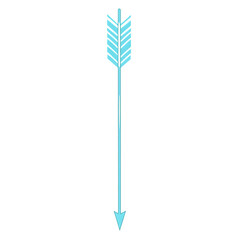 Minimalistic Arrow with Clean Lines in Azure Blue Isolated on Transparent Background