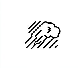Obraz premium Minimalist pictogram icon of a thunderstorm, black line art on a white background