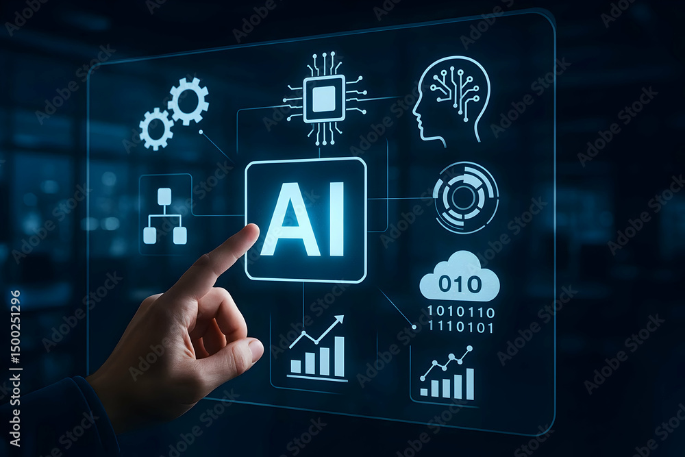 Poster exploring ai technology artificial intelligence machine learning and deep learning innovations today