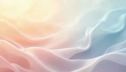 Fototapeta premium Pastel colors create serene, calming abstract background. Soft flowing silky waves texture. Gentle gradient design evokes peaceful, dreamy aesthetic. Ideal for wellness themes.