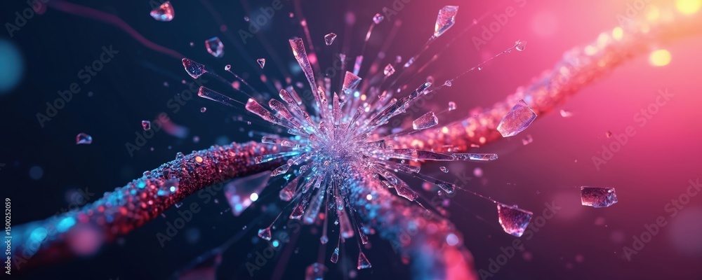 Leinwandbilder illustration of electric connection with shattered glass effect. broken glass shards and fragments w
