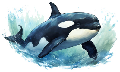 Obraz premium PNG Animal mammal orca fish, digital paint illustration.