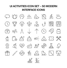 UI Activities Icon Set – 50 Modern Interface Icons