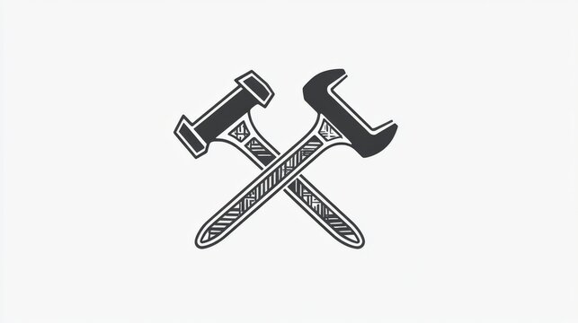 crossed hammer and wrench black and white clip art preview