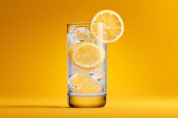 Refreshing drink, ice and lemon