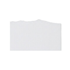 Torn rectangular white paper with uneven top