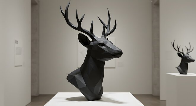 Modern deer sculpture illustration