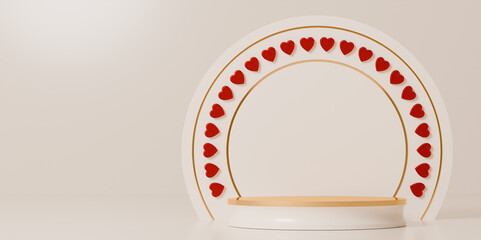 Romantic Presentation Platform with many hearts Creates Loving Moments