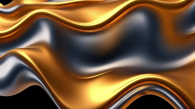 Abstract golden background with waves, liquid gold and silver texture