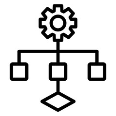 IT Workflow Automation Vector Line Icon Design