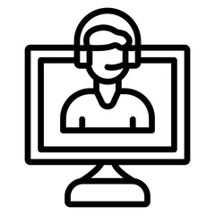 Remote IT Support Tools Vector Line Icon Design