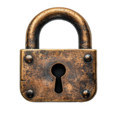 Vintage padlock antique lock security lock old lock rusted lock metal lock on transparent background
