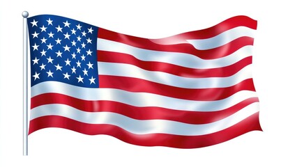 4th of July Independence Day banner with US flag and balloons. AI generated illustration.