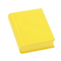 Yellow book mockup isolated on white background for education, literature, and knowledge concepts.